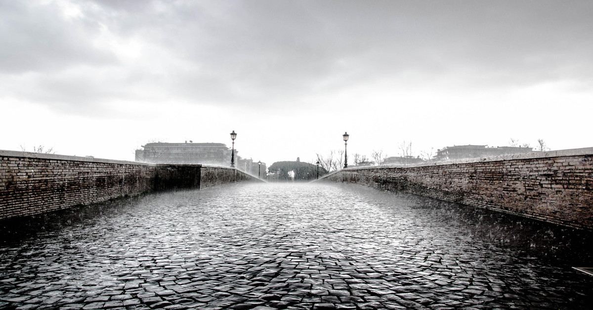 A dark rainy day.