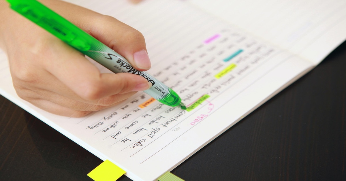Highlighted coloring used in a book.