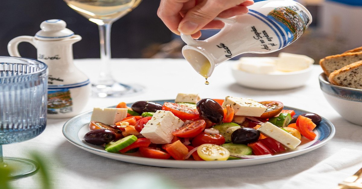 Mediterranean food on a plate.