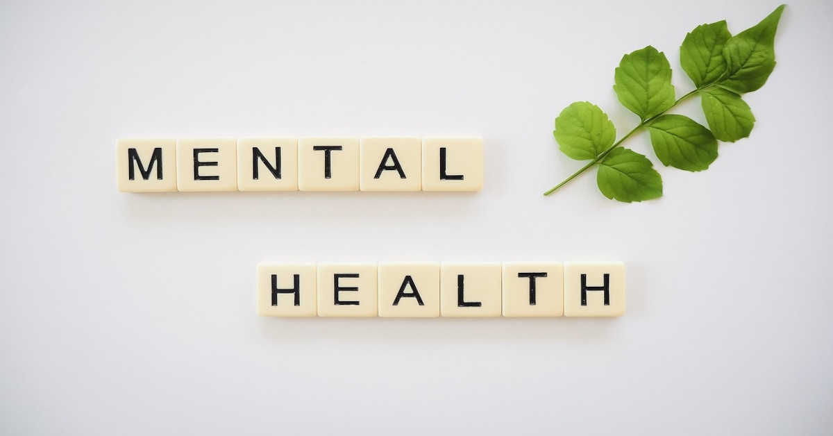 The sentence, "mental health," made with letter blocks.
