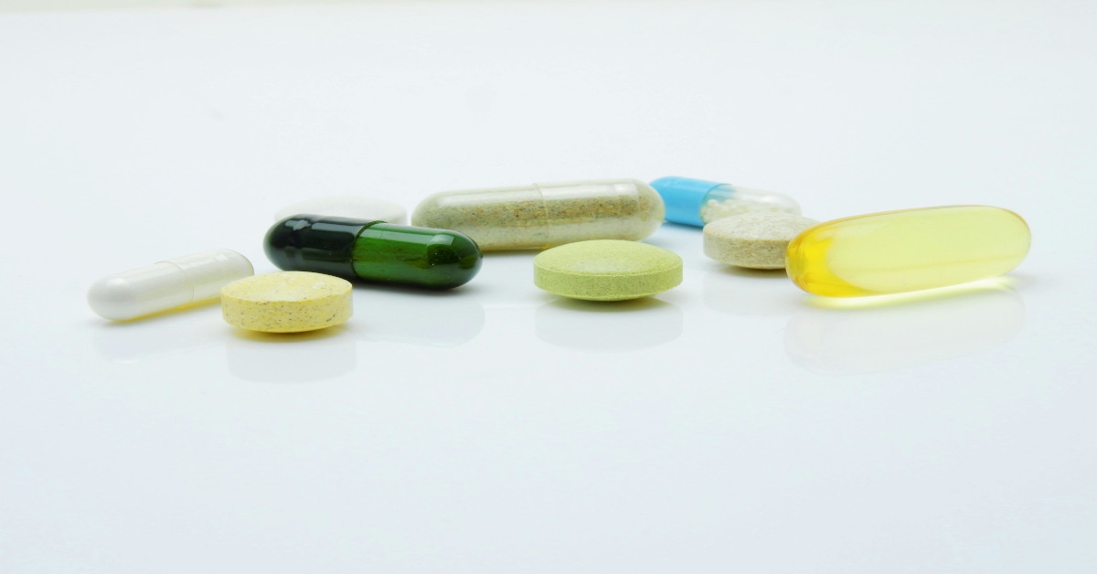 Multiple medication on a white background.