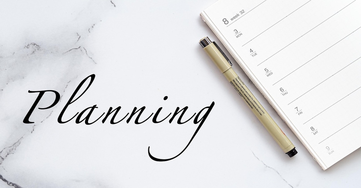 The word "planning" is written next to an agenda.