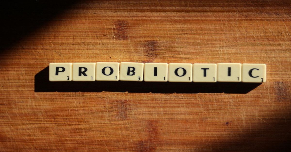 The word "probiotic" is made with Scrabble blocks.
