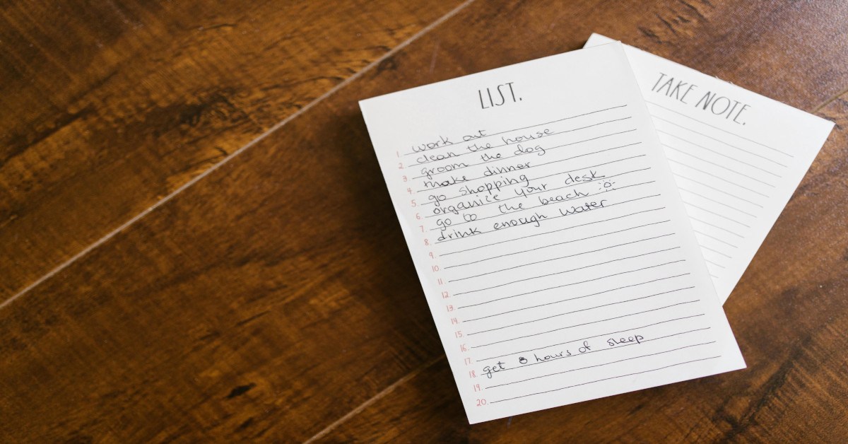 A to-do list lying on the table.