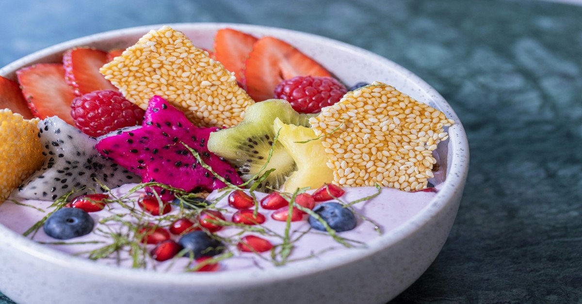A colorful smoothie bowl.
