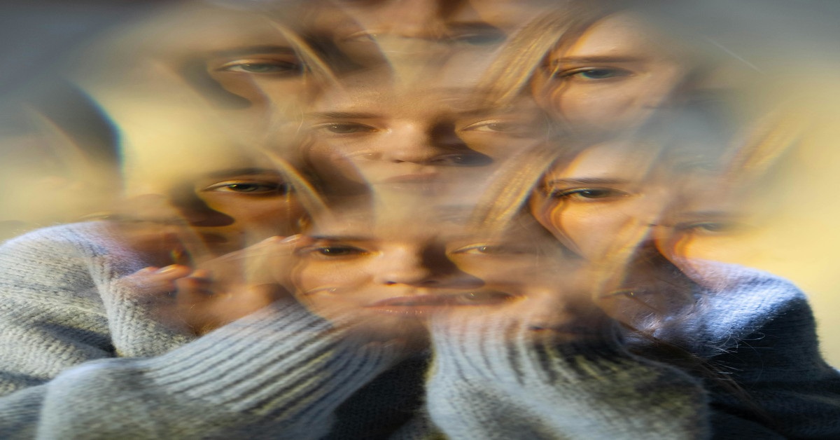 A woman hallucinating.