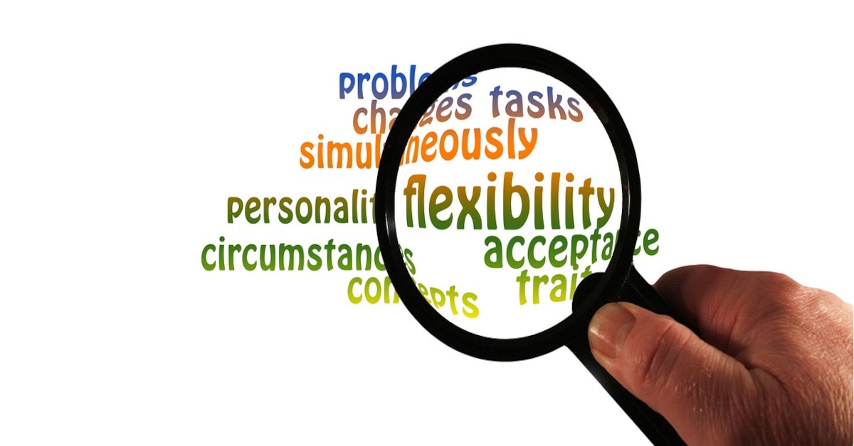A magnifying glass going over various words that are associated with good coping strategies.