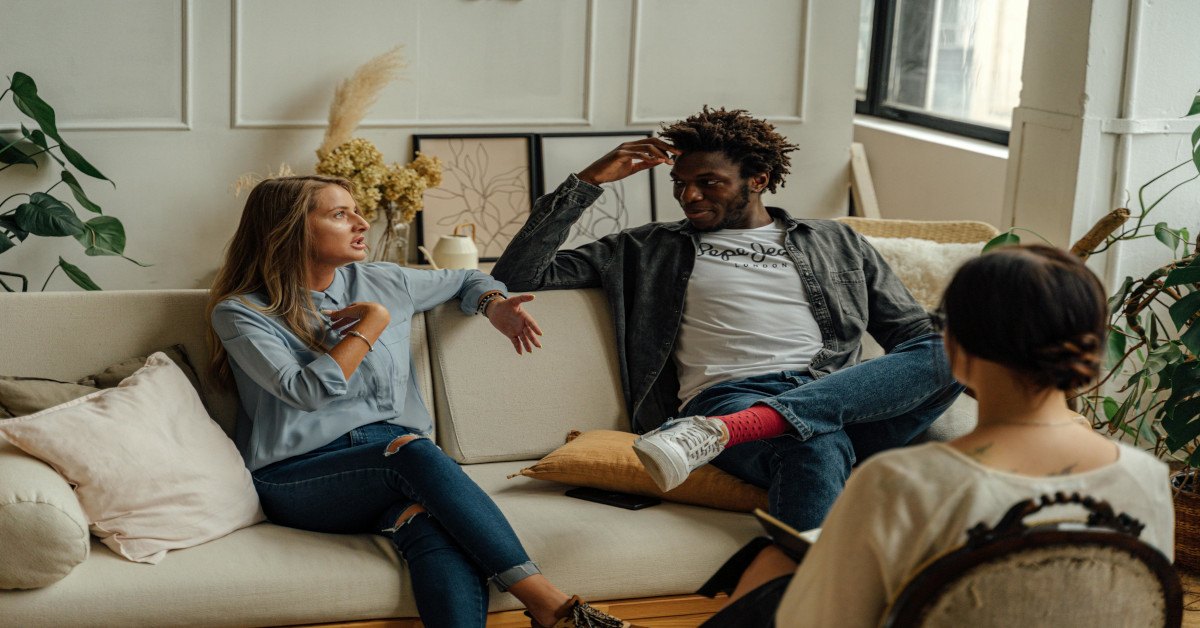 A couple going to relationship therapy together.
