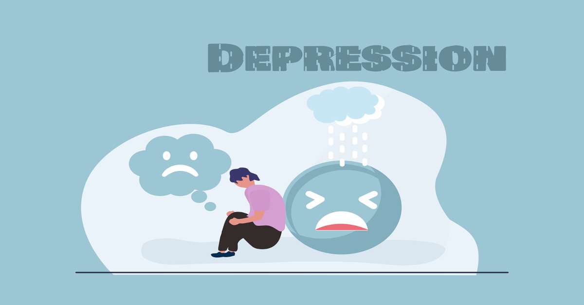 An illustration of a depressed person feeling sad.